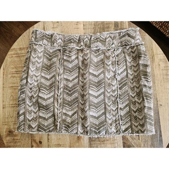 Michael Kohrs 100% Linen Chevron Mini Skirt Women's Size 14 Bohemian - Picture 5 of 7
